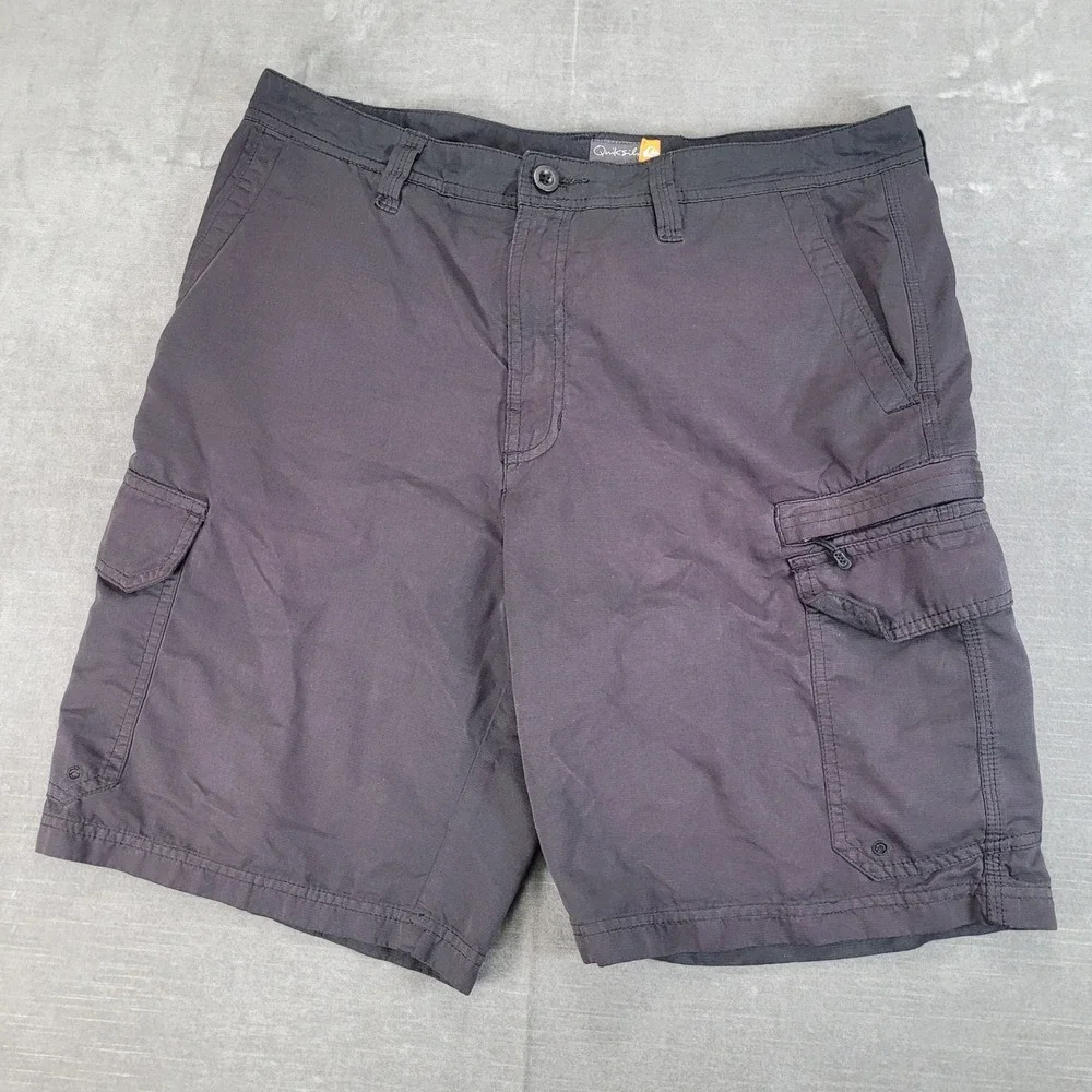 Vintage‎ Quiksilver Shorts Mens 34 Black Y2K Cargo Baggy Skater Grunge